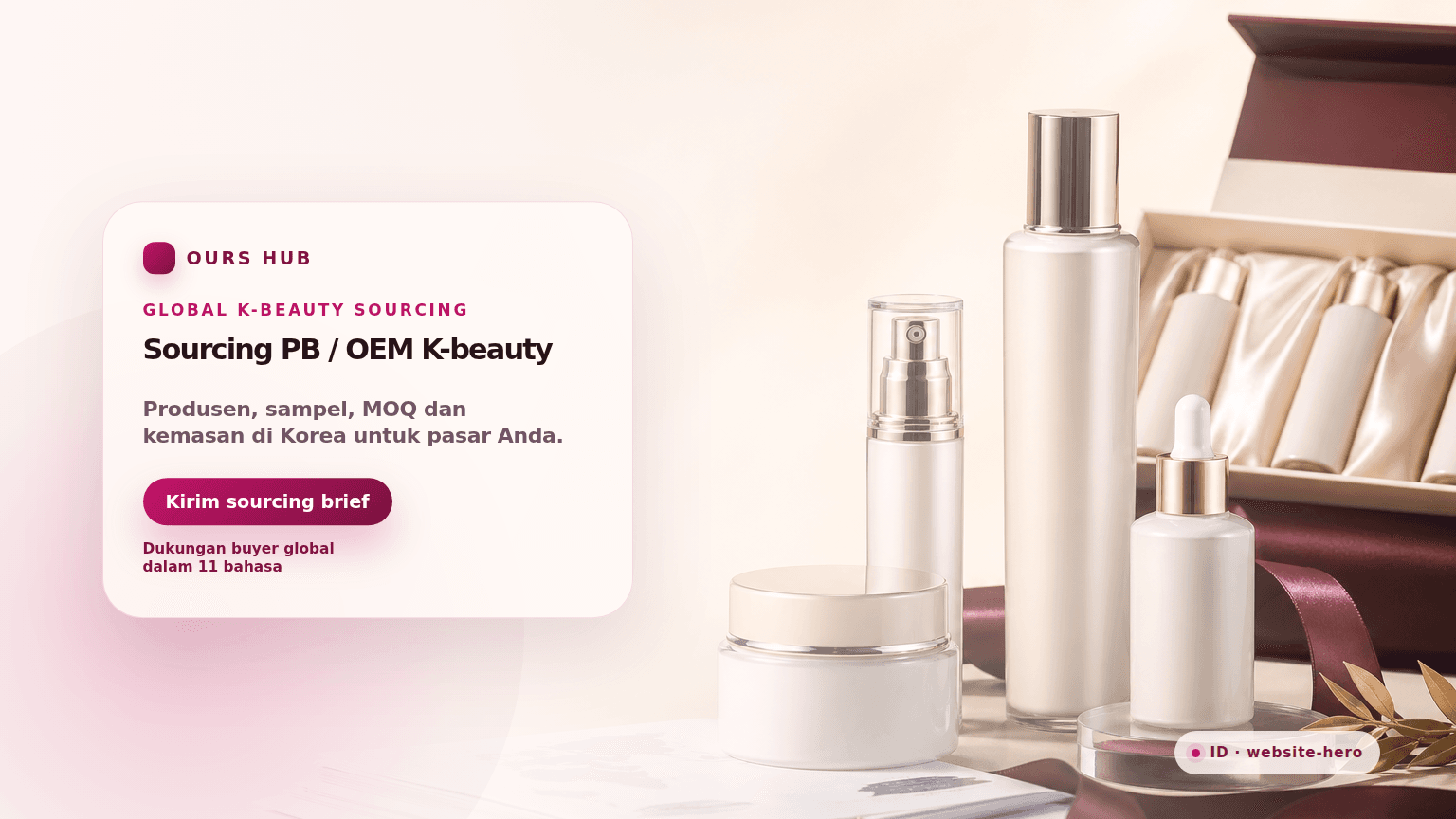 Advertising-style hero visual for private label OEM K-beauty sourcing