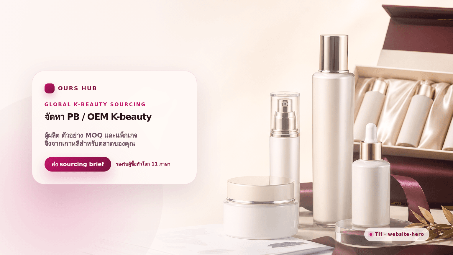 Advertising-style hero visual for private label OEM K-beauty sourcing