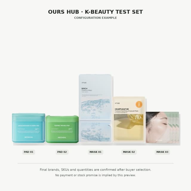 OURS HUB Mixed SKU Masks & Pads Test Set: sheet masks + toner pads