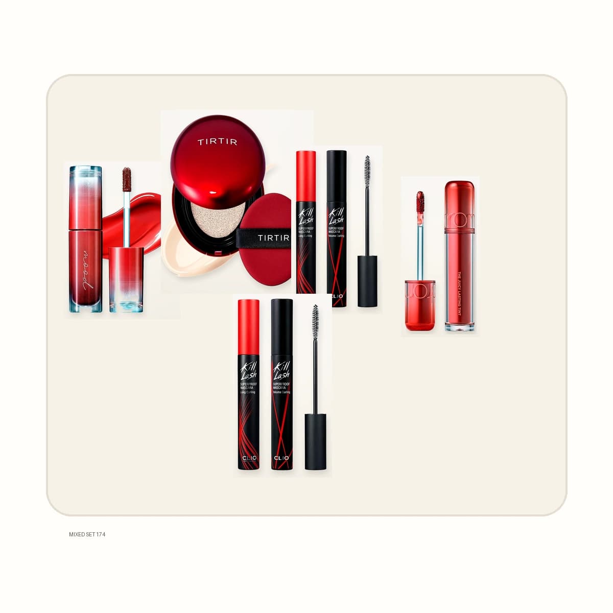 OURS HUB Mixed SKU Color Makeup Test Set: lip tint + cushion + mascara
